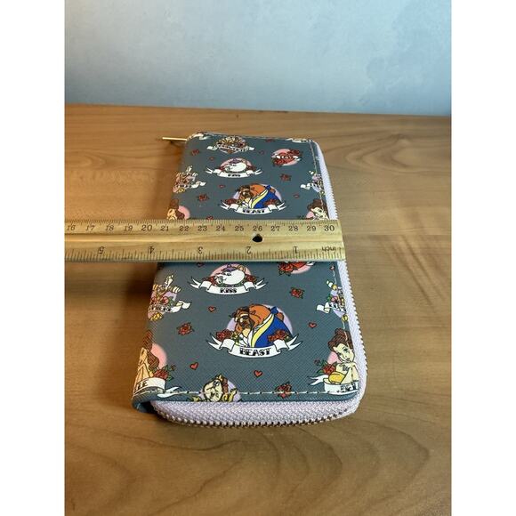Disney Beauty And The Beast Zip Around Clutch Tattoo Style Print 8x4” - Picture 7 of 7